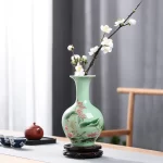 Jingdezhen Porcelain Vase ornament, living room flower arrangement, dry flower, antique lotus pattern, Celadon Glaze vases - Image 2