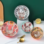 Cartoon Animal Porcelain Dinner Plate Cute Children's Bowl Christmas Decoration Dishes Household Ceramic Elk Bear Rabbit Bowl - Image 2