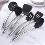 Gold Cooking Tool Set Silicone Head Kitchenware Stainless Steel Handle Soup Ladle Colander Set Turner Serving Spoon Kitchen Tool - Image 19