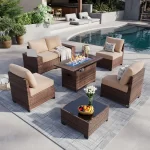 Aoxun 6/7/8/11 Piece Patio Furniture Set Wicker Rattan Outdoor Sectional Sofa Set with Coffee Table - Image 9