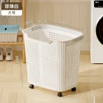 Laundry Hamper With Wheels And Lid Large Capacity Clothes Basket For Bathroom Storage Organizer For Family Kids Dorm Gift - Image 11