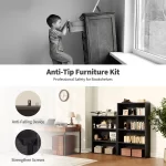 JHK 3-4 Tier Wooden Shelf Bookcase Tall Floor Standing Open Bookshelf for Living Room and Home Office Personalized Storage - Image 2
