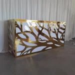 Party Furniture LED Lights Gold Engraved PVC Bar Table Acrylic Wedding Dining Table - Image 5