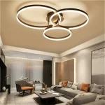 Restaurant Nordic Multi-Ring Metal LED Ceiling Lights Minimalist Grand Home Decor Living Room Bedroom Office Ceiling Chandeliers