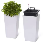 2pcs Planters Outdoor Indoor Planter Pots, High Front Porch Planter Pots with Drainage Holes Auto Watering, Convenience Instill - Image 5