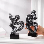 Vilead Couple Statue Lover Sculptures Tabletop Shelf Decor Anniversary Wedding Gift Home Interior Contemporary Mantel Bookshelf - Image 6