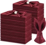 60 Pack 30*30cm Wine Red Satin Table Napkins Soft Smooth Cloth Napkins Silky Satin Cloth Napkins for Restaurant Party Decoration - Image 3