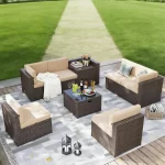 Aoxun 6/7/8/11 Piece Patio Furniture Set Wicker Rattan Outdoor Sectional Sofa Set with Coffee Table - Image 10
