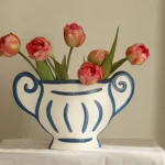 Nordic Ins Hand-painted Striped Shape Ceramic Vase Ornaments Living Room Bedroom Flower Arrangement Art Vases Wedding Decoration - Image 3