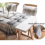 Cotton Linen Tablecloth,Nordic Style Grey Stripes Elegance Dust-Proof Table Cover,For Dinning Birthday Party Tabletop Decoration - Image 2