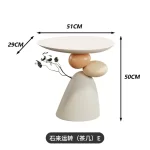 Corner Coffee Table,Modern Minimalist Round Accent Table with Unique Balance Design,Space-Saving Resin End Table for Living Room - Image 9