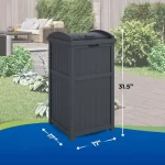 Suncast 30 Gallon Outdoor Trash Hideaway Resin Refuse Container Lid Cyberspace Concealed Waste Storage Patio Backyard Garden - Image 4