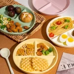 Round Three Grid Plate Ceramic 211 Fat Reducing Grid Plate Breakfast Separate Plates Adults Children Weight Loss Fruit Platters - Image 5