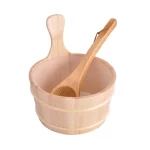 4L Wooden Sauna Bath Bucket Set With Spoon Set for Sauna Bath Shower Wooden Bucket Spa Steam Water Accessories for Bathroom - Image 2
