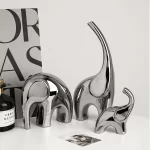 Electroplating Silver Ceramics Elephant Animal Figurines Statue Nordic Home Decor Desk Ornaments Living Room Decoration Gifts - Image 3