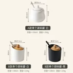 Nordic Ceramic Seasoning Jar with Spoon Kitchen Storage Box Simple Bamboo Lid Salt Jar Oil Bottle, Seasoning Tools Kitchen - Image 6