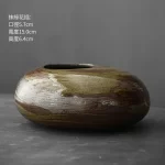 Black Terracotta Vase Coarse pottery vase ceramic Imitation Stone Abstract Flower Arranger vases retro glazed flower ware - Image 9