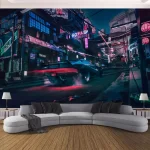 Cyberpunk Future Steam City Home Tapestry Art Wall Hanging Psychedelic Galaxy Hippie Retro Anime  Background Decoration - Image 15