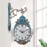 Double-sided Wall Clocks Vintage Art Decoration Clocks Living Room Elegant Clock Silent Luxury Wall Watch Aesthetic Decorations - Image 2