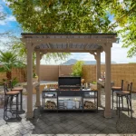 8' X 5' Outdoor Hardtop Gazebo, BBQ Gazebo with Workbench Frame for Lawn, Garden, Patio - Image 2