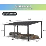 20'x10' Gazebo for Patio, Premium Pergola with Sloped Roof, Large Wall-Mounted Heavy Duty Awnings, for Backyard, Patio - Image 3