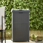 Suncast 30 Gallon Outdoor Trash Hideaway Resin Refuse Container Lid Cyberspace Concealed Waste Storage Patio Backyard Garden - Image 6