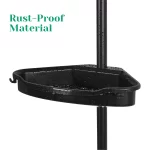 Corner Shower Caddy with Tension Pole 4-Tier Adjustable Shelves Bathroom Storage Organizer with Rubber Pad,101.6 - 122 Inch H - Image 5