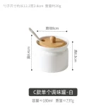 Nordic Ceramic Seasoning Jar with Spoon Kitchen Storage Box Simple Bamboo Lid Salt Jar Oil Bottle, Seasoning Tools Kitchen - Image 8