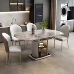 Design Minimalist Dining Table Nordic Waterproof Living Luxury Dining Table Games Space Savers Oval Dining Room Furniture - Image 2