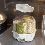 Kitchen Storage Container Large Food Storage Container 360° Rotating Rice Barrels Sealed Cereal Dispenser Rice Tank Grain Box - Image 3