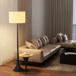 Vintage Fabric Floor Lamp Living Room Sofa Side Standing Lamp Antique Home Shelf Lamp LED Light Bedroom Bedside Lamp With Table