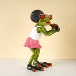 Cute Frog Playing Tennis Police Animal Model Statues 16cm Collectible Figurine Art Ornament Home Living Room Tabletop Decor Item - Image 4