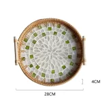 Rattan Tray Plates Afternoon Tea Tray for Serving Food Trays to Serve Food Plate Snack Dish Dessert Fruit Dry Sweets Cake Home - Image 9
