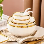 1pcs White Ceramic Plate Phnom Penh Tableware Salad Soup Bowl Food Dinner Dishes Wedding Decoration Dinnerware Household Kitchen - Image 4