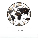 Round Silent Non-Ticking Battery Operated Wall Clocks 60/75/90cm Large Map Wall Clock Metal Minimalist Clock for Living Room - Image 8