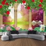 3D balcony landscape waterfall tapestry wall hanging bohemian sea sky aesthetic room art decoration fabric large background wall - Image 9