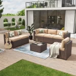 Aoxun 6/7/8/11 Piece Patio Furniture Set Wicker Rattan Outdoor Sectional Sofa Set with Coffee Table - Image 11