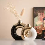 Ceramic Flower Vases For Living Room Luxury Nordic Plant Pot,Dinning Table Hotel Home Decoration,Wedding Festival Artwork Golden