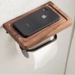 Black Walnut Toilet Paper Holder Wood PaperTowel Rack Bathroom Storage Rack Roll Tissue Holders Wooden Wall Hanging Paper Shelf - Image 4