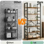6 Tier Bookshelf, 72'' Tall Bookcase, Book Storage Shelves, Wood Book Shelf Organizer for Bedroom, Living Room and Home Office, - Image 6