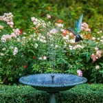 Outdoor Solar Fountain Pump with 6 Nozzles Bird Bath Water Fountain for Courtyard Garden Pool Pond Fish Tank Aquarium Decor - Image 2