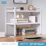 Shelf Desktop Storage  Bookshelf Student Desk Shelves Racks Office Computer Desk Tiered Cabinet Home Storage Holders Organizer - Image 20