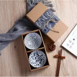 Japanese Colour Kitchen Utensils Porcelain Ceramic Bowl With Box Tableware Set - Image 4