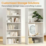 MCQ 5 Tier Wooden Bookshelf Black 53 Inch Tall Bookcase Standing Open Book Shelf Organizer Adjustable Display Storage Shelves - Image 6