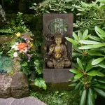 Ferrisland Buddha Waterfall Fountain Outdoor, Freestanding Relaxing Water Fountain, Asian Zen Fengshui Patio Garden Backyard Dec - Image 2