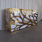 Party Furniture LED Lights Gold Engraved PVC Bar Table Acrylic Wedding Dining Table - Image 4