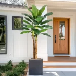 Artificial Banana Tree 7FT/6FT/5FT, Faux Banana Tree with Grey Planter, Artificial Plants with Fake Banana Leaves Plant for Home - Image 2