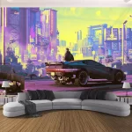 Cyberpunk Future Steam City Home Tapestry Art Wall Hanging Psychedelic Galaxy Hippie Retro Anime  Background Decoration