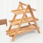 Wooden Three-Layer Serving Trays, Cupcake Stand, Fruit Cake Stand, Dessert Serving Tray, Detachable Rectangle Platter, 3 Tiered - Image 3