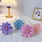 Ins Chrysanthemum Crochet Bouquets Handwoven Flowers Artificial Plants Desktop Home Decoration Friends' Gifts - Image 3
